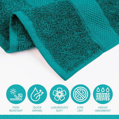 Pleasant Home Bath Towels Set of 6 (24” x 50”) 100% Cotton, Teal