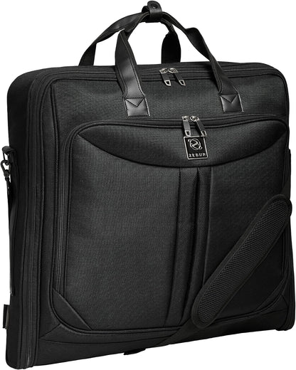 ZEGUR Premium Travel Garment Bag, Carry-On Suit Bag for Men & Women, 3-Suit Capacity with Shoe Pocket, Laptop Sleeve & Shoulder Strap, 1800D Polyester, Black