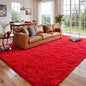 Red 8x10 Area Rugs for Living Room Bedroom, Soft Plush Fluffy Large Rug Shag Upgrade Non-Slip Thick Fuzzy Carpet for Nursery Room Dorm Room, Kids Girls and Boys Home Decor Indoor Home Aesthetic