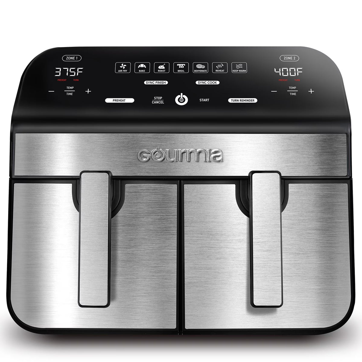 Gourmia 10-Quart Dual Basket Digital Air Fryer, Sync Finish & Sync Cook