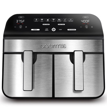 Gourmia 10-Quart Dual Basket Digital Air Fryer, Sync Finish & Sync Cook