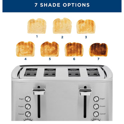 GE 4-Slice Stainless Steel Toaster, Extra Wide Slots, 7 Shade Settings