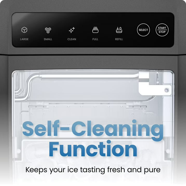 Iceman by Chefman Dual-Size Compact Bullet Ice Machine, 26 lb Daily Ice Production, 2 Ice Sizes, Self-Cleaning Countertop Ice Maker, Black