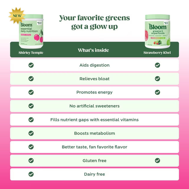 Bloom Nutrition Greens & Superfoods Powder, Shirley Temple, 48 Servings