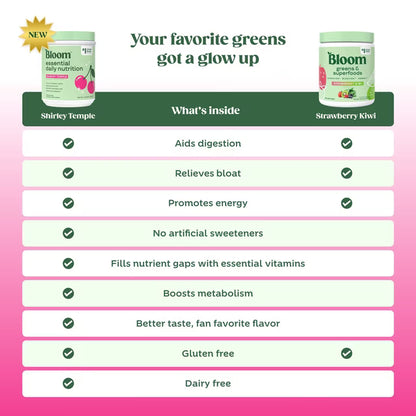Bloom Nutrition Greens & Superfoods Powder, Shirley Temple, 48 Servings