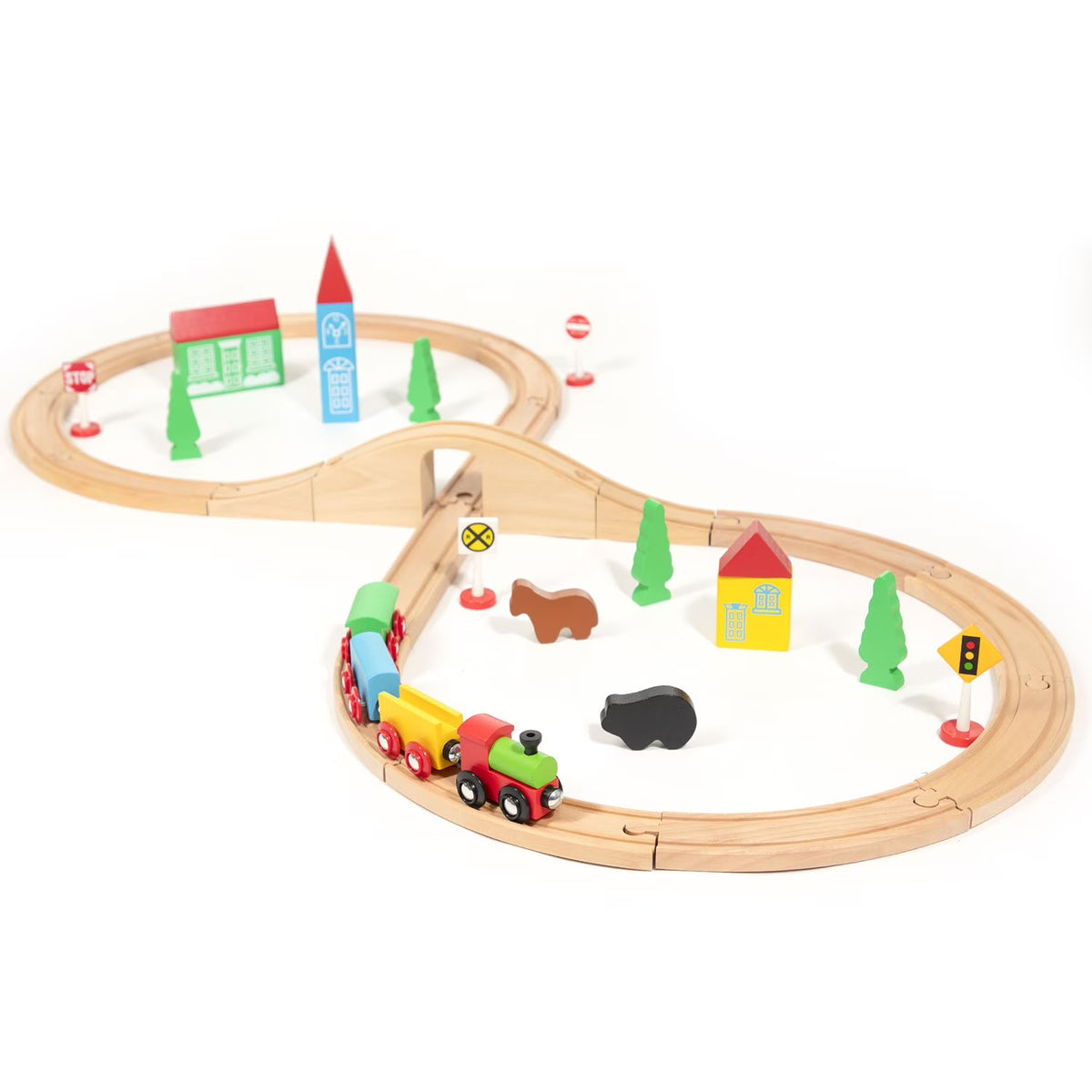 37 Piece Figure 8 Wooden Train Set