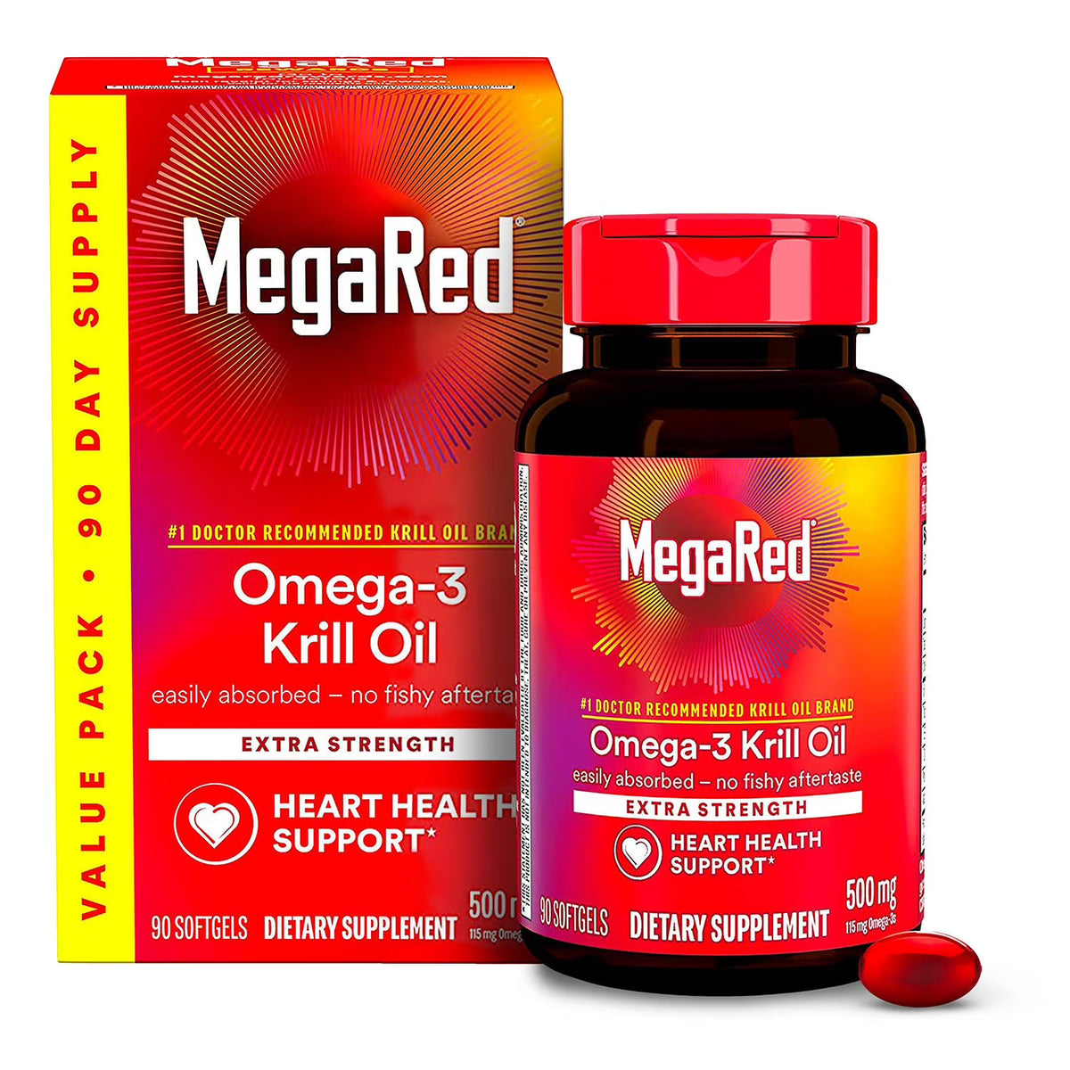 MegaRed Omega-3 Krill Oil Softgels, 500mg, 90 Ct.