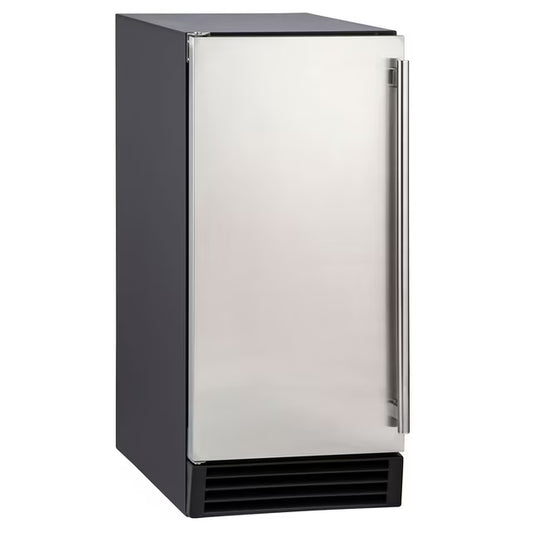 Maxx Ice 60 lb Freestanding Icemaker, Stainless Steel & Black Clear Ice Maker with 25 lb Storage Bin, Front-Breathing Built-In or Freestanding Design, Self-Cleaning