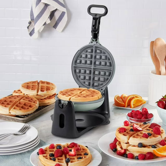 Dash Flip Belgian Waffle Maker, 6.5-Inch Belgian Waffle Maker with TruGlide Nonstick Cooking Surfaces, 1000W, Dishwasher-Safe Drip Tray, Recipe Guide