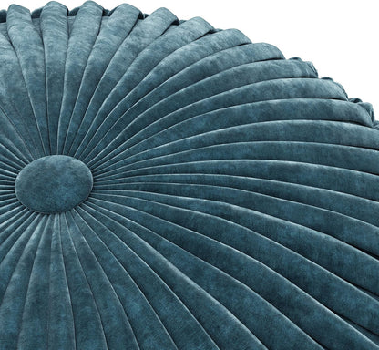SIMPLIHOME Renee 20" Wide Round Pouf in Teal Velvet