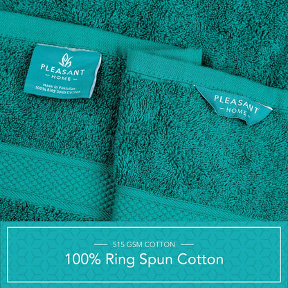 Pleasant Home Bath Towels Set of 6 (24” x 50”) 100% Cotton, Teal