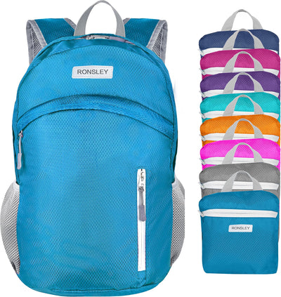 HyperionFlo Essentials Waterproof Foldable Hiking Backpack, Lightweight 30L Daypack for Hiking, Travel & Beach, Blue