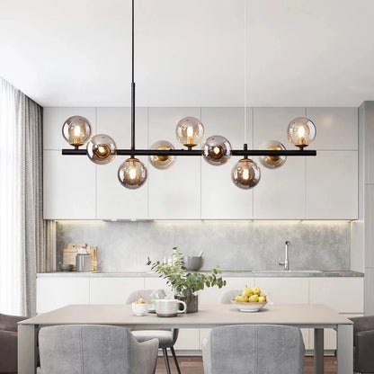 HyperionFlo Essentials Nordic Modern LED Pendant Light, Gold Glass Ball Chandelier with 7, 9 or 11 Lights for Kitchen, Living & Dining Room