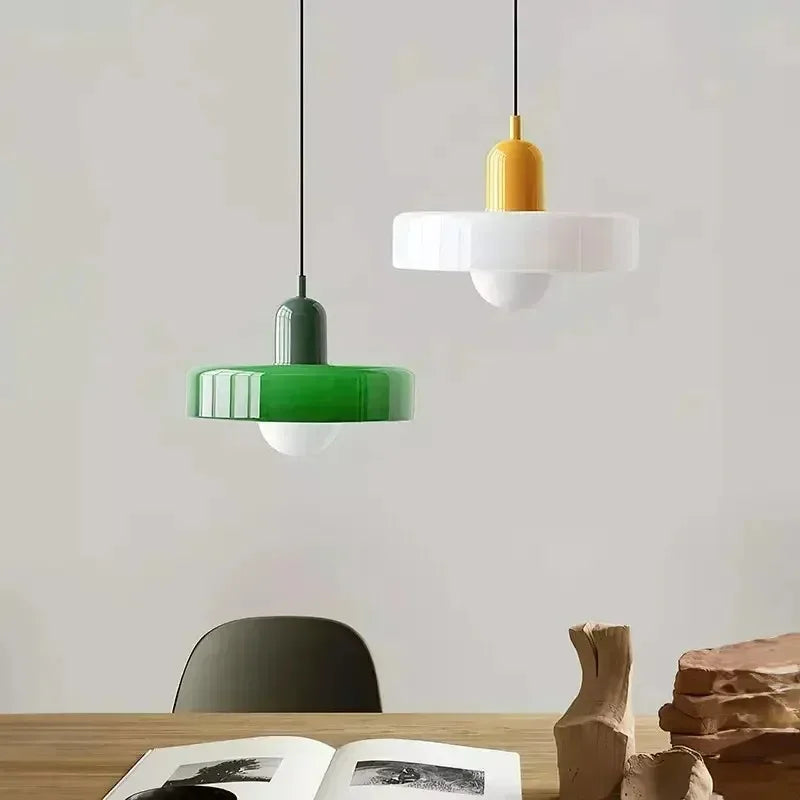 HyperionFlo Essentials Nordic Retro Glass Pendant Light, E27 LED Hanging Ceiling Fixture for Living Room, Dining Room, Kitchen & Bedroom