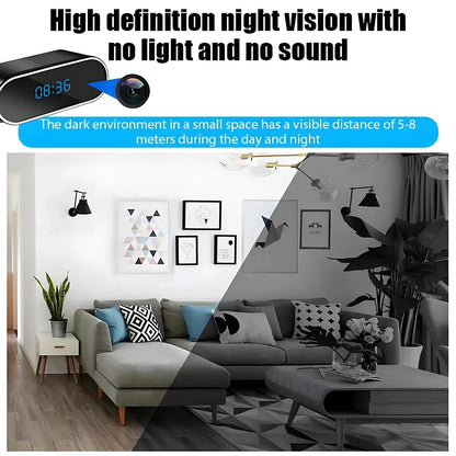 HyperionFlo Essentials WiFi Mini Clock Camera, 1080P Full HD Remote Viewing Camera with Motion Detection, Infrared Night Vision & 18650 Battery