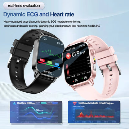HyperionFlo Essentials Health Monitoring Smartwatch, 2.0-Inch AMOLED Touchscreen, ECG, Heart Rate, Blood Pressure & Blood Oxygen Monitoring
