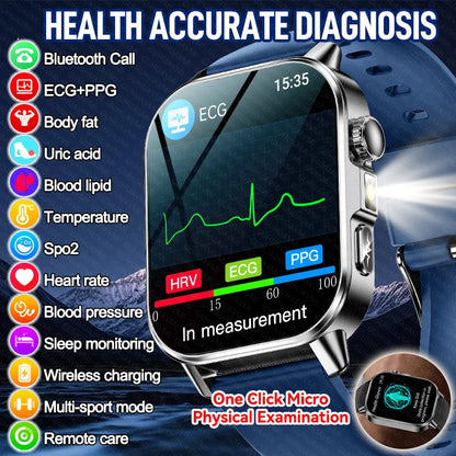 HyperionFlo Essentials Health Monitoring Smartwatch, 2.0-Inch AMOLED Touchscreen, ECG, Heart Rate, Blood Pressure & Blood Oxygen Monitoring