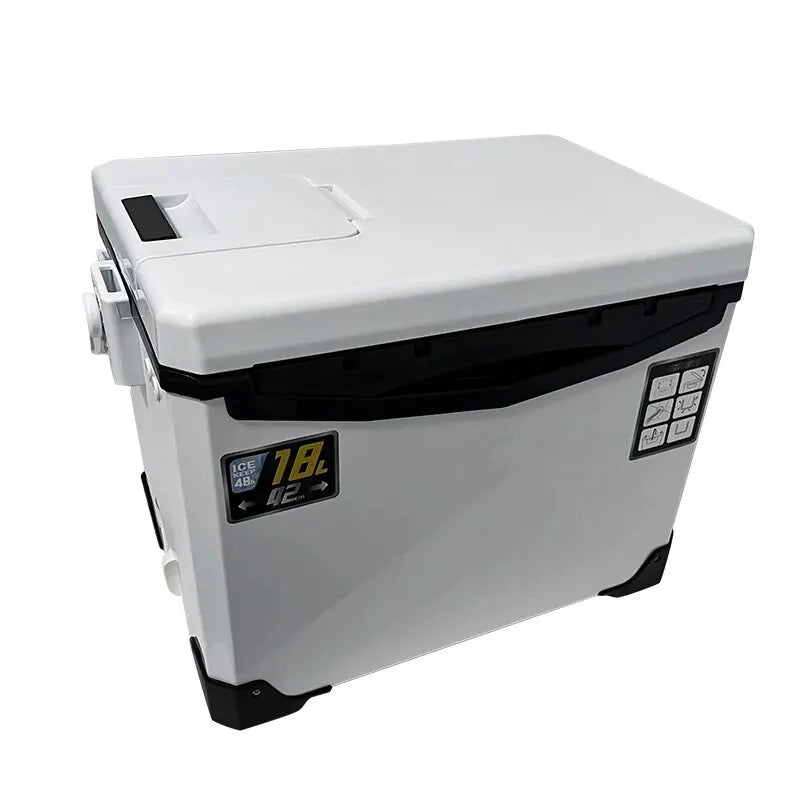 HyperionFlo Essentials Fishing Cooler Box, 10L to 48L Insulated Live Bait & Tackle Storage Box with Portable Carry Straps and Drain Outlet
