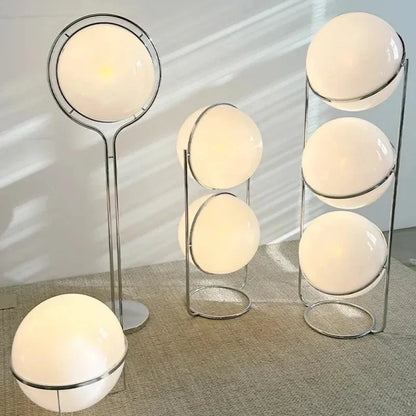 HyperionFlo Essentials Chrome Metal Ball Floor Lamp, White Acrylic Globe LED Floor Light for Living Room, Hotel & Foyer