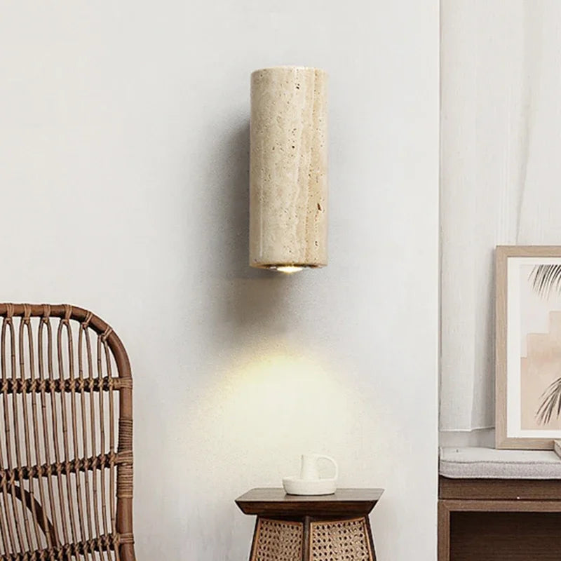 HyperionFlo Essentials Wabi Sabi Yellow Marble Wall Lamp, 5W LED E27 Bedside Wall Sconce for Bedroom, Living Room & Hallway