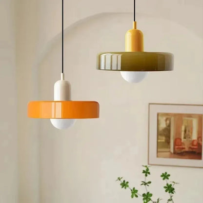 HyperionFlo Essentials Nordic Retro Glass Pendant Light, E27 LED Hanging Ceiling Fixture for Living Room, Dining Room, Kitchen & Bedroom
