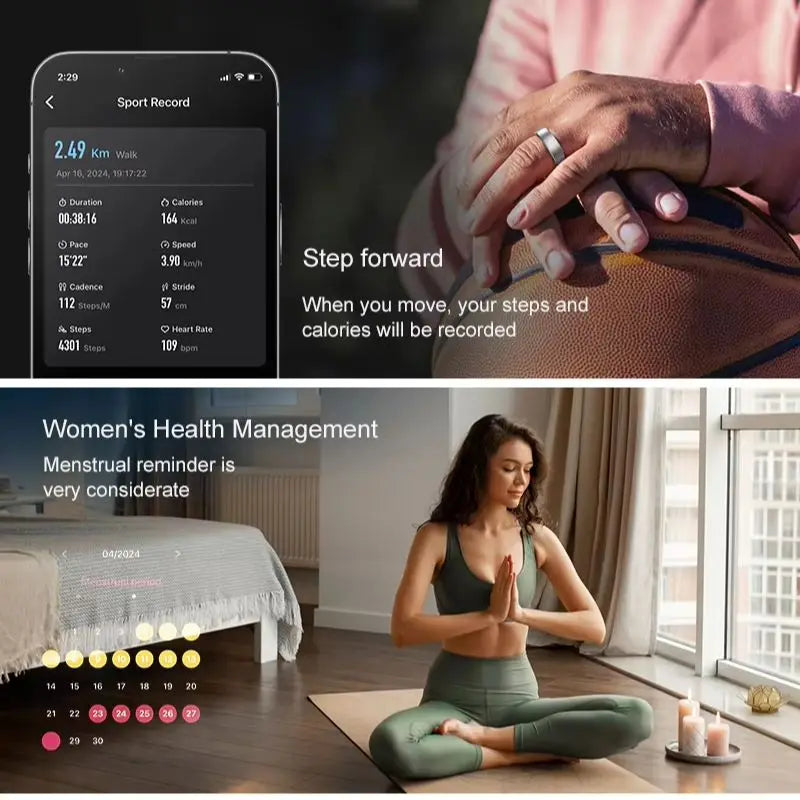 HyperionFlo Essentials R10 Smart Ring with Charging Dock, Health & Sleep Monitoring, Heart Rate, Blood Oxygen, Stress & Multi-Sport Tracking, IP68 & 5ATM