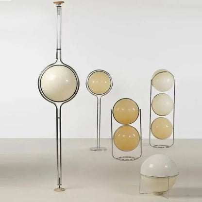 HyperionFlo Essentials Chrome Metal Ball Floor Lamp, White Acrylic Globe LED Floor Light for Living Room, Hotel & Foyer
