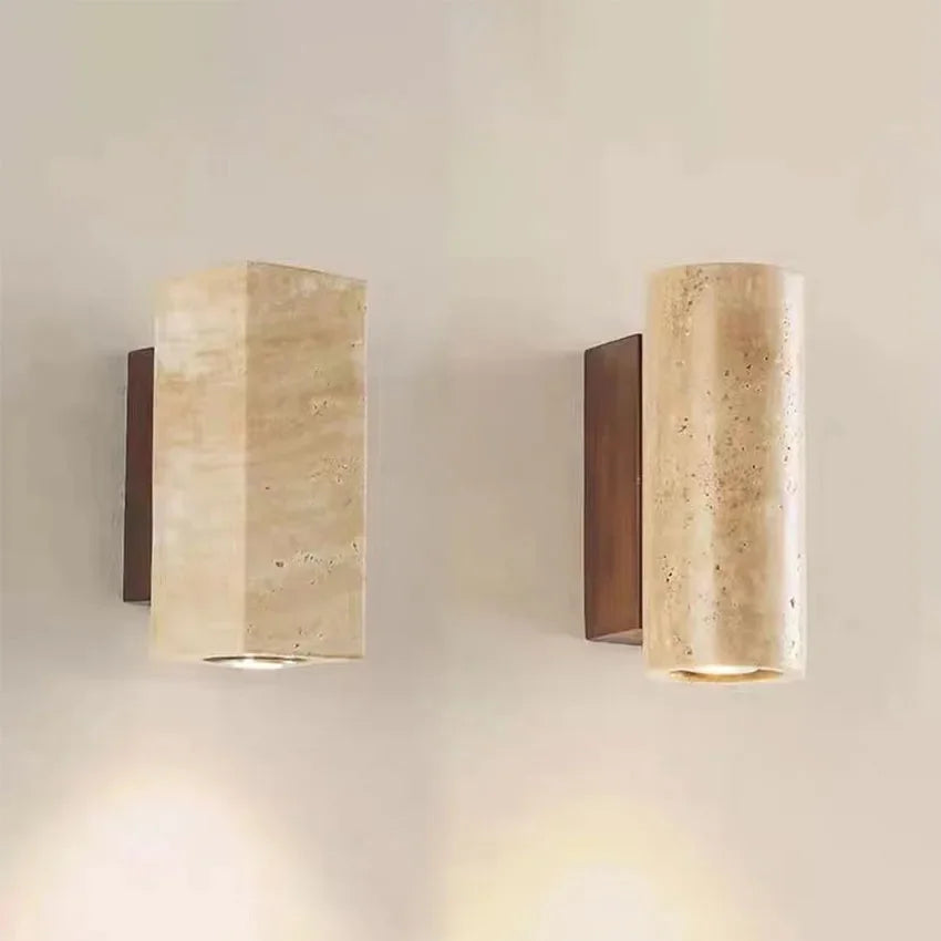 HyperionFlo Essentials Wabi Sabi Yellow Marble Wall Lamp, 5W LED E27 Bedside Wall Sconce for Bedroom, Living Room & Hallway