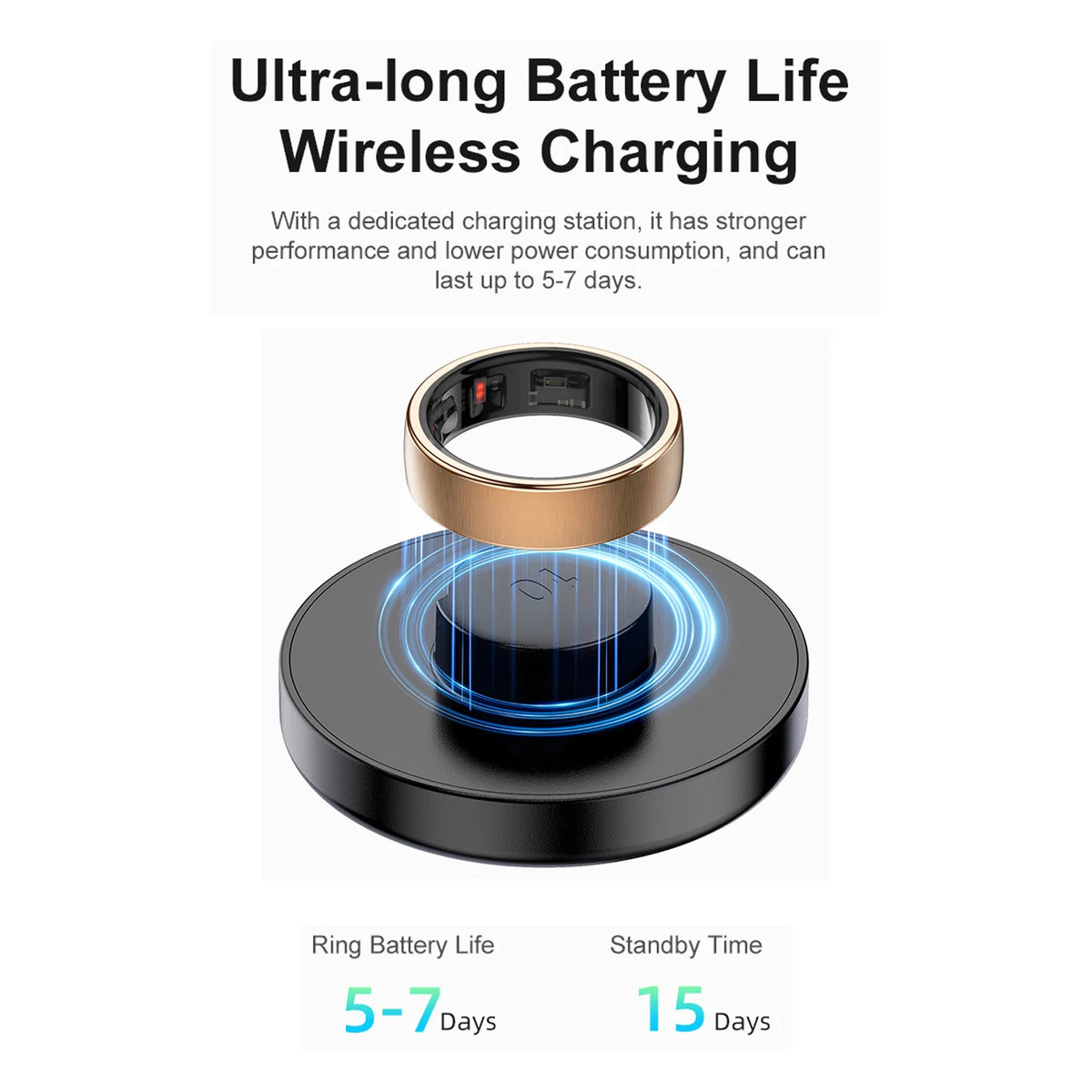 HyperionFlo Essentials R10 Smart Ring with Charging Dock, Health & Sleep Monitoring, Heart Rate, Blood Oxygen, Stress & Multi-Sport Tracking, IP68 & 5ATM