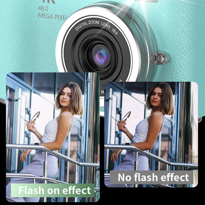 HyperionFlo Essentials 4K Digital Camera, 48MP HD Compact Camera with 180° Flip Screen, 8X Digital Zoom, CCD Sensor & 32GB Memory Card