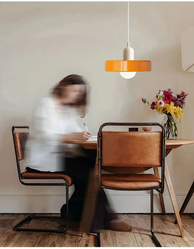 HyperionFlo Essentials Nordic Retro Glass Pendant Light, E27 LED Hanging Ceiling Fixture for Living Room, Dining Room, Kitchen & Bedroom