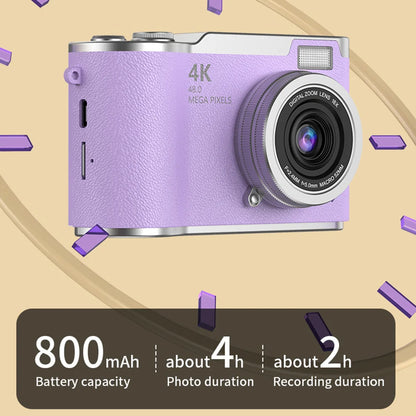 HyperionFlo Essentials 4K Digital Camera, 48MP HD Compact Camera with 180° Flip Screen, 8X Digital Zoom, CCD Sensor & 32GB Memory Card