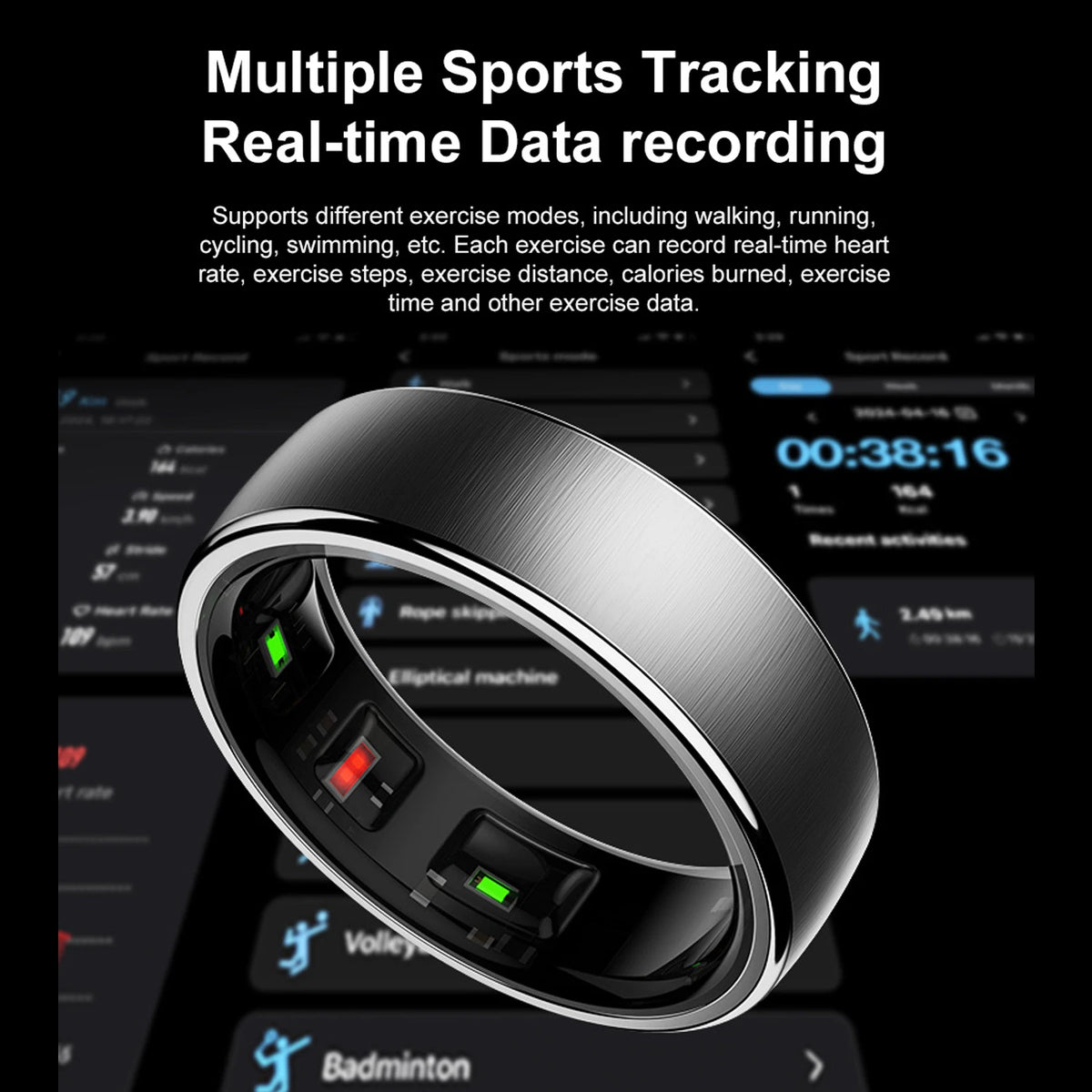 HyperionFlo Essentials R10 Smart Ring with Charging Dock, Health & Sleep Monitoring, Heart Rate, Blood Oxygen, Stress & Multi-Sport Tracking, IP68 & 5ATM