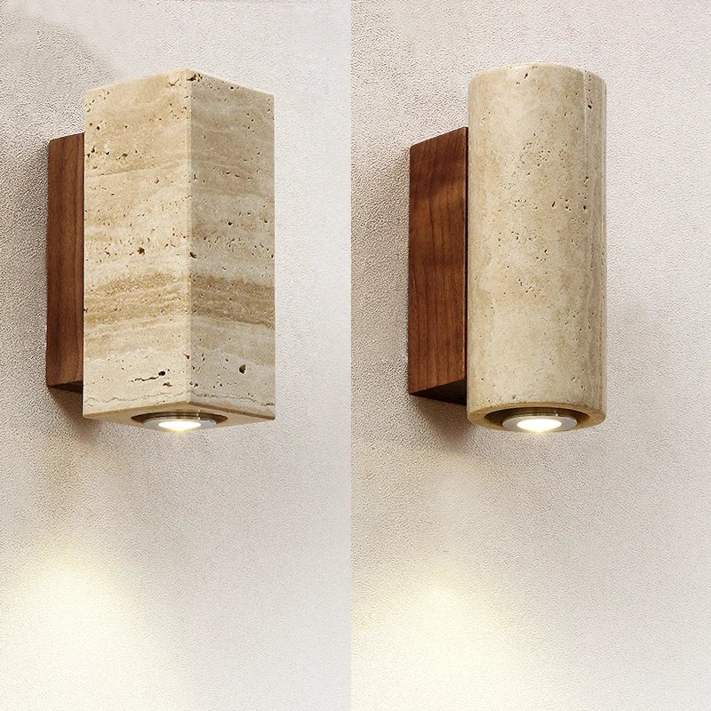 HyperionFlo Essentials Wabi Sabi Yellow Marble Wall Lamp, 5W LED E27 Bedside Wall Sconce for Bedroom, Living Room & Hallway