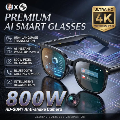 HyperionFlo Essentials Smart AI Glasses, 8MP HD Camera, 1080P Video Recording, Bluetooth 5.3, WiFi, AI Translation & Audio Calls