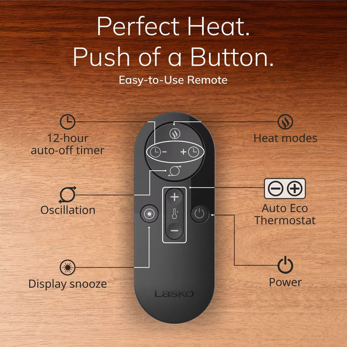 Lasko Artisan High Velocity Ceramic Space Heater with Remote, 1500W Tower Heater with Oscillation, Auto Eco Thermostat, 12-Hour Timer & Safety Protection, White