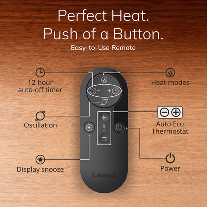 Lasko Artisan High Velocity Ceramic Space Heater with Remote, 1500W Tower Heater with Oscillation, Auto Eco Thermostat, 12-Hour Timer & Safety Protection, White