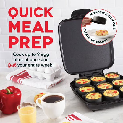 Dash Sous Vide Style Family Size Egg Bite Maker, 9 Silicone Cups, 1200W Egg Bite Cooker for Breakfast, Meal Prep & Snacks, Aqua