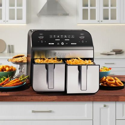 Gourmia 10-Quart Dual Basket Digital Air Fryer, Sync Finish & Sync Cook