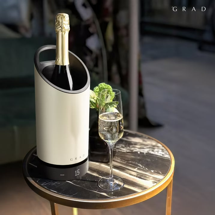 GRAD No.1 Rechargeable Wine Cooler, Portable Temperature-Controlled Wine Chiller with Active Cooling, 41°F–68°F, Up to 15-Hour Battery, Scandinavian Design