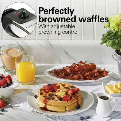 Hamilton Beach Durathon Ceramic Removable-Grid Belgian Waffle Maker, Belgian-Style Waffle Iron with Adjustable Browning Control, Dishwasher-Safe Grids & Drip Tray