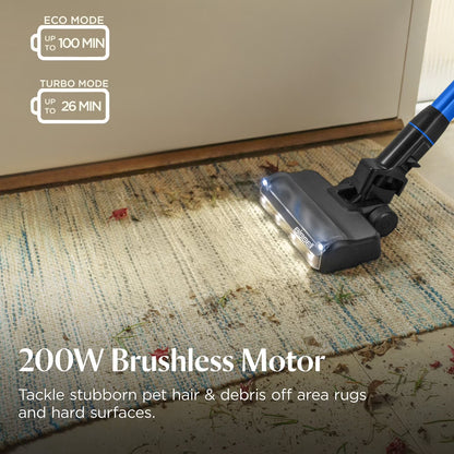 BISSELL PowerClean FurFinder Deluxe Cordless Stick Vacuum with Extra Battery, 200W Motor, FurFinder Headlights, Tangle-Free Brush Roll & HEPA Sealed Allergen System