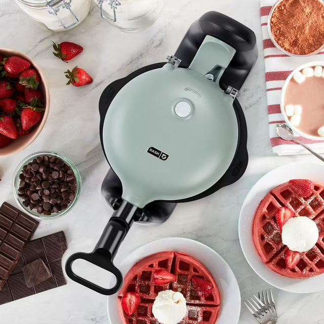 Dash Flip Belgian Waffle Maker, 6.5-Inch Belgian Waffle Maker with TruGlide Nonstick Cooking Surfaces, 1000W, Dishwasher-Safe Drip Tray, Recipe Guide