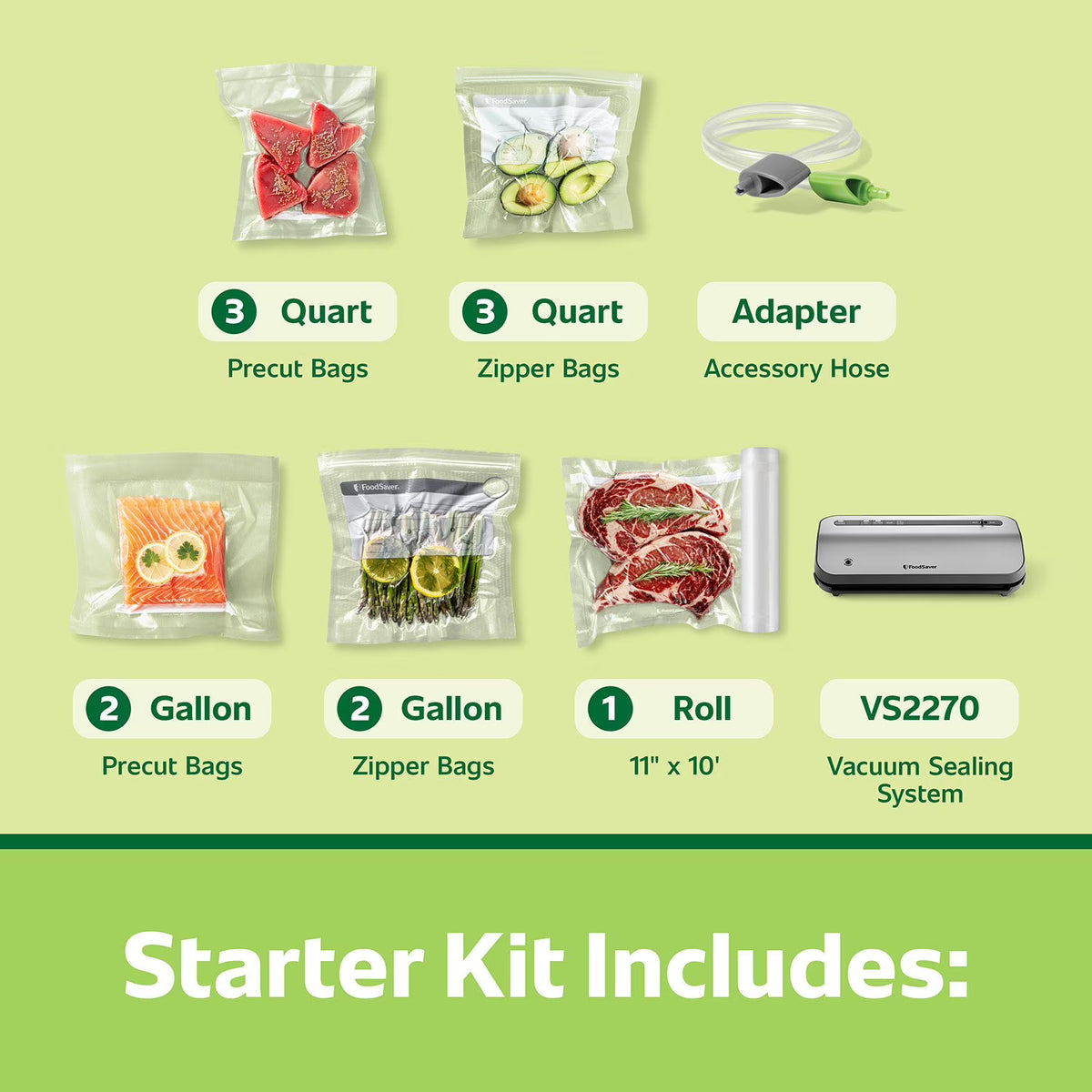 FoodSaver 14-Piece Vacuum Sealer Starter Kit with Bags & Roll