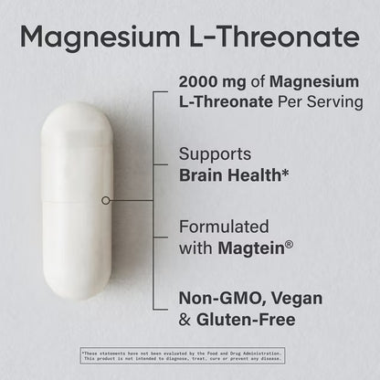 Sports Research Magnesium L-Threonate with Magtein, 120 Capsules