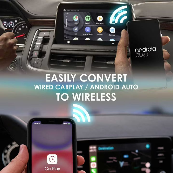 Rexing CPW-32 Wireless CarPlay & Android Auto Adapter, Wireless Upgrade for Wired Apple CarPlay & Android Auto, 5GHz Wi-Fi & Bluetooth, USB/Type-C