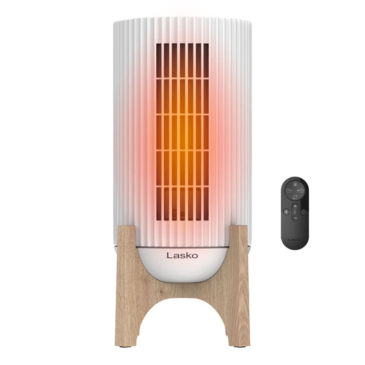 Lasko Artisan High Velocity Ceramic Space Heater with Remote, 1500W Tower Heater with Oscillation, Auto Eco Thermostat, 12-Hour Timer & Safety Protection, White