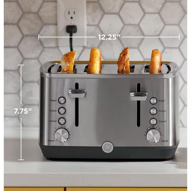 GE 4-Slice Stainless Steel Toaster, Extra Wide Slots, 7 Shade Settings