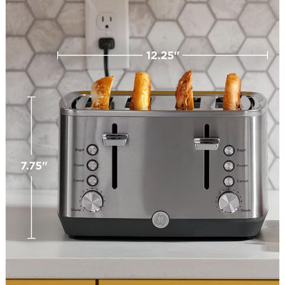 GE 4-Slice Stainless Steel Toaster, Extra Wide Slots, 7 Shade Settings